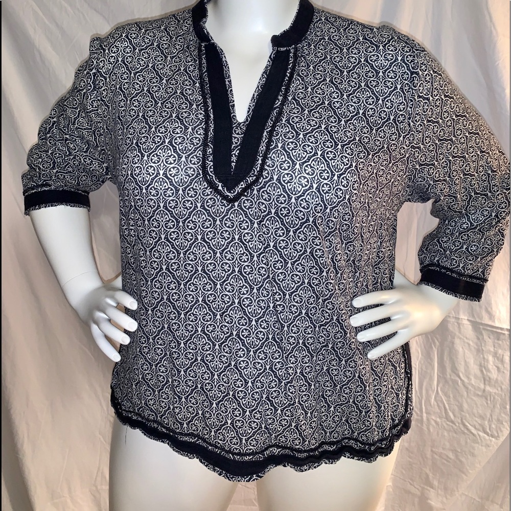 Cynthia Rowley woman blue and white tunic 3X